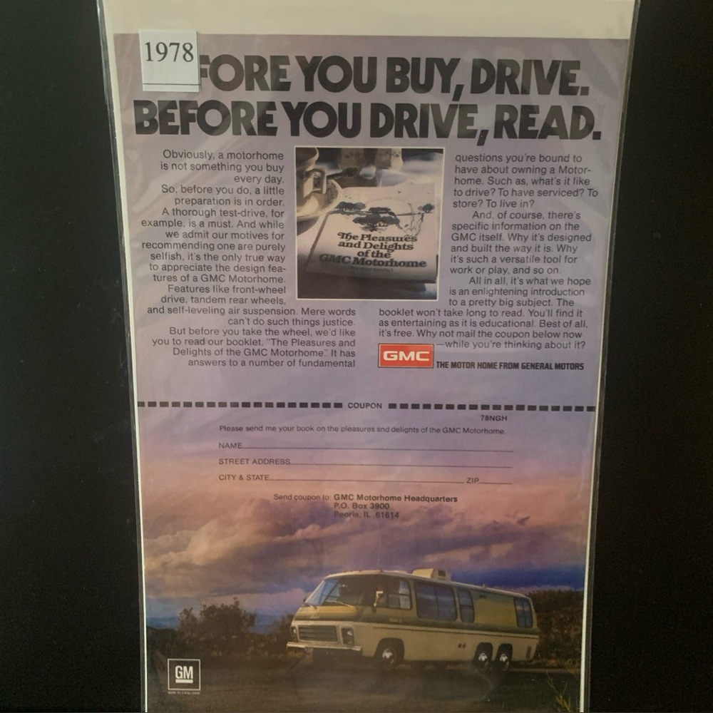 Vintage 1978 GMC Before You Buy Drive Before You Drive Read Ad Advertisement